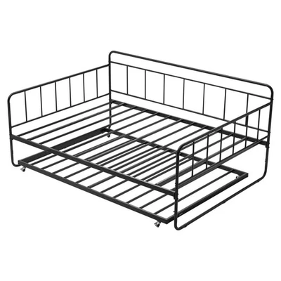 VEVOR Full Size Daybed Frame Metal Day Bed with Trundle and Metal Slats Foto 1 de 4