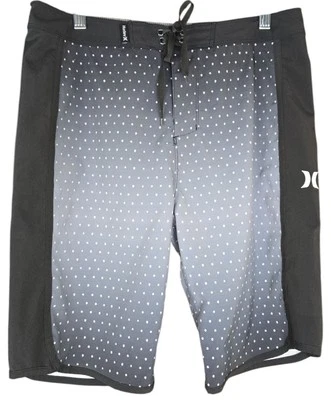 Hurley Boys Board Shorts Sz 20/30 Black Gray Polka Dot Lace Up Closure Unlined - Image 1 of 4
