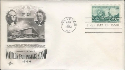 Scott 1244 FDC - 5 cent - 1964 - New York World's Fair - Art Craft - FDOI - Image 1 of 2