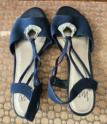 Women’s Impo Stretch Rainer Raizel Blue Wedge Heel Sandals Silver Tone Trim, 8.5 - Image 1 of 4