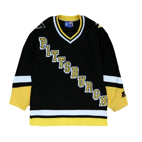 Vintage Pittsburgh Penguin Mario Lemieux Starter Jersey Size Large Black 90s NHL Cover