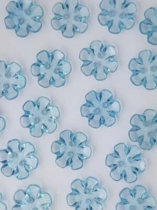 SIZE 20L - 1/2", FLOWER BUTTON, SEA BLUE, 1 DOZEN, SHINY FINISH - Picture 1 of 1