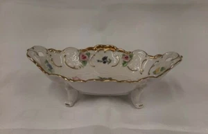Lindner - Footed Candy Dish - Appliqued Roses - Reticulated - Picture 1 of 6