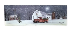 Billy Jacob "Winter on the Farm" Lighted canvas print Old Truck 8"x24" - Picture 1 of 7
