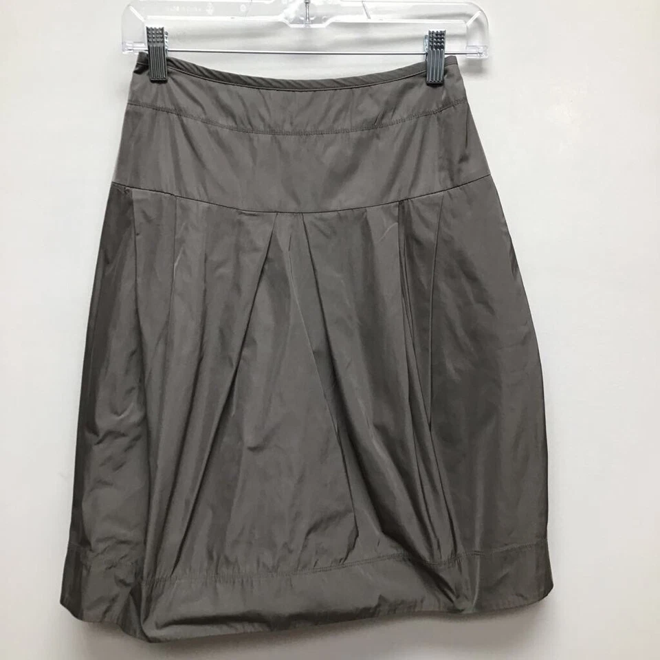 Lida Baday 女式铅笔裙纯色灰色及膝打褶后拉链 4 — 第 1/4 张图片