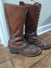 Vintage Hall's WESCO Safety Linemen Boots 16“ Tall Lace-Up Work Boot Men's 10 D