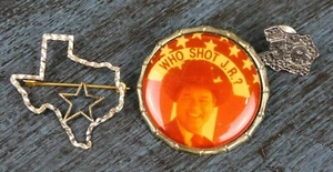 Lot of 3, 1980's, Dallas TV series, pins, including "Who Shot J.R.?" - Picture 1 of 9