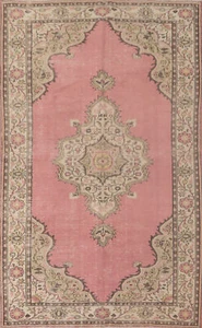 Vintage Pink Anatolian Turkish Area Rug 6x10 Wool Hand-knotted Living Room Rug - Picture 1 of 21