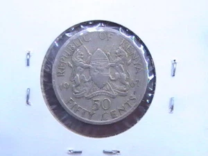 KENYA 50 CENTS 1967 REPUBLIC OF KENYA FIFTY CENTS F - Picture 1 of 4