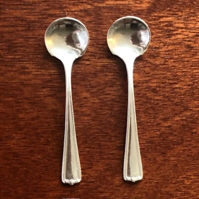 2 colheres de sal esterlinas Lunt par correspondente padrão EMBASSY SCROLL, sem monogramas - Imagem 1 de 4