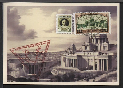 ✔️ VATICAN City CROCIERA Zeppelin Flight 1933. EXCELLENT POSTCARD REPRODUCTION - Image 1 of 2