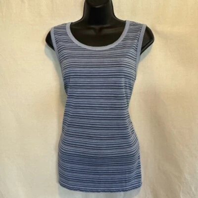 Blusa de verano F-38 Haband vintage azul y negro a rayas sin mangas talla L Foto 1 de 4