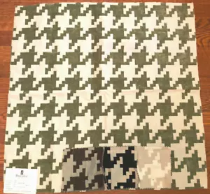 DURALEE Large Houndstooth in Artichoke & Ivory 26 x 26" Heavy Fabric Sample - Picture 1 of 4