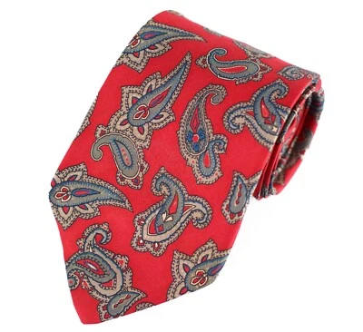 Red Paisley Silk Tie John Henry Made in USA Vintage Necktie 57” x 3.5”W EUC - Image 1 of 4