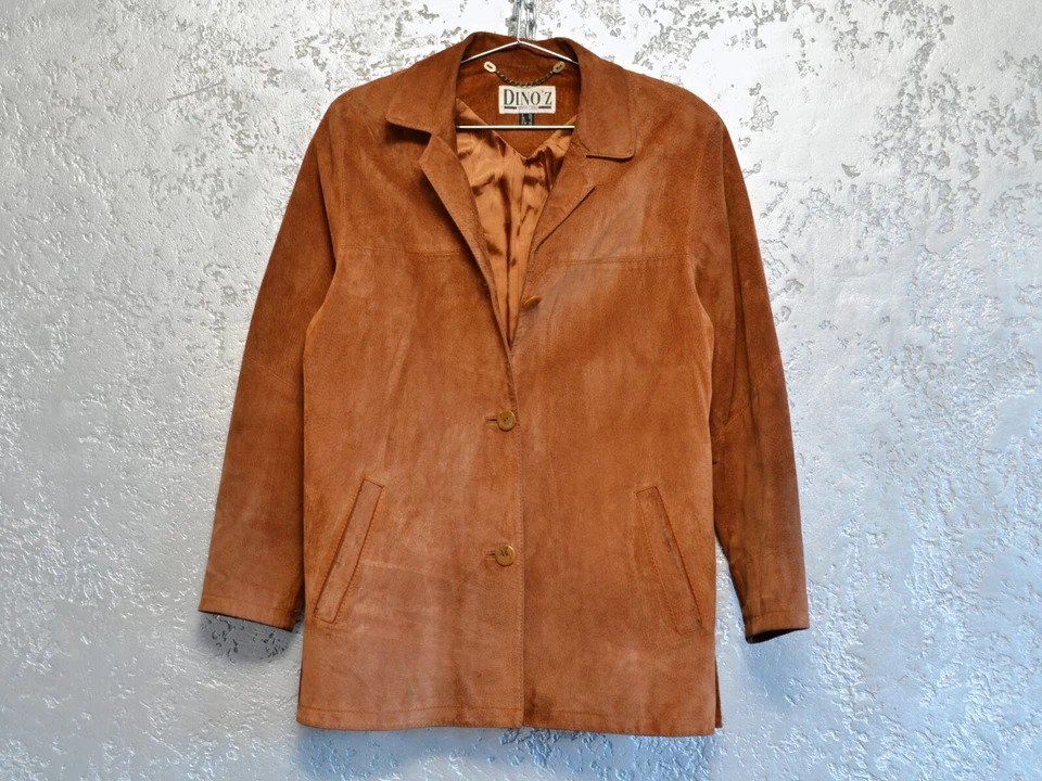 Chaqueta vaquera vintage de gamuza para mujer, blazer retro de cuero marrón occidental talla - S Foto 1 de 4