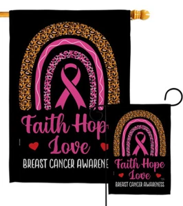 Pink Hope Garden Flag Support Awareness Decorative Small Gift Yard House Banner - Picture 1 of 19