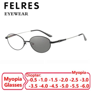Hombres Mujeres Metal Ovalado Fotocromática Miopía Miopía Gafas Miopes Aire Libre Gafas de Sol - Imagen 1 de 17