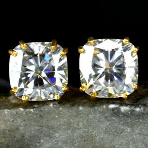 5 Ct Treated Certified Off White Diamond Solitaire Stud Earrings In 925 Silver - Picture 1 of 8