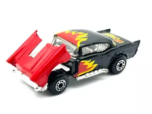 Matchbox MB4 '57 Chevy Black Gasser Red Flames Opening Hood Mint in PVC Box - Picture 1 of 6