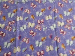 NEW, UNWASHED MARCUS BROS. TEXTILES BUTTERFLY PURPLE COTTON FABRIC - 1.83 YD - Picture 1 of 7