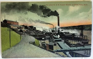 # G1450 GREAT FALLS, MT. POSTCARD, B. & M. COPPER SMELTER - Picture 1 of 2