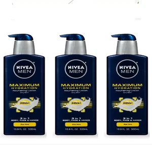 NIVEA MEN Maximum Hydration Body Lotion 3-in-1 Lotion for Men 3Pack 16.9 Fl Oz - Picture 1 of 6