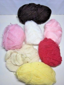 Knitting Yarn Assorted Vintage Nine Pieces Inc 1 Large Heavy Ball. - Picture 1 of 13