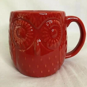 West Elm Figurative Eule Porzellan Übergroße Kaffee Tee Rot Tassen 4 - Bild 1 von 10