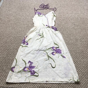 Vintage Paper Moon Dress Womens 5 White Purple Floral Cottagecore 70s - Picture 1 of 10
