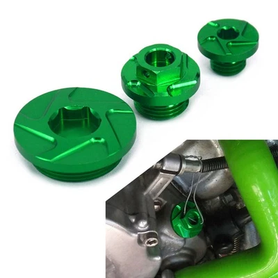 CNC Engine Timing Oil Filter Plugs For Kawasaki KX250F KX450F KLX450R Green USA - Imagem 1 de 4
