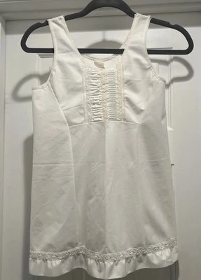 Vestido sin mangas camisón blanco y encaje vintage años 60-70 para niñas talla 10 *Hecho en EE. UU.* Foto 1 de 4
