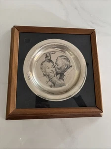 Norman Rockwell Schrott Sterling Silber Franklin Teller 1971 unter dem Mistelzweig - Bild 1 von 6