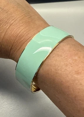 J.Crew Aqua Green Enamel Bangle Bracelet Gold Tone / Brass - Image 1 of 4