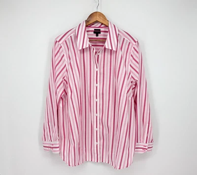 Talbots top long sleeve button down classic shirt 20W pink stripes plus non iron - Image 1 of 4