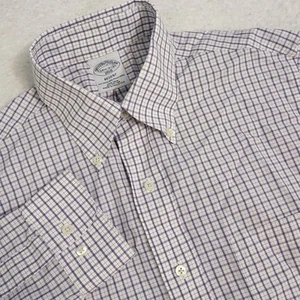 Camisa Brooks Brothers 1818 Regent para hombre 14,5 2/3 L/S púrpura con botones a cuadros - Imagen 1 de 8