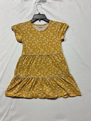 Vestido de sol azul marino antiguo para niños talla M 8 amarillo floral sin mangas Foto 1 de 4