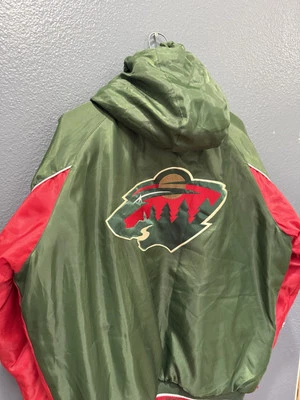 Vintage Y2K NHL Minnesota Wild Zip Puffer Jacket Size Large Green  - Image 1 of 4
