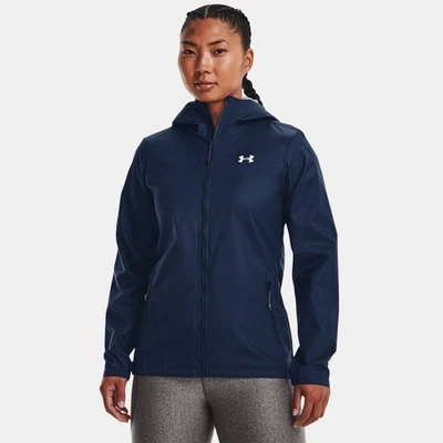 CHAQUETA DE LLUVIA UNDER ARMOUR Storm impermeable con capucha delantera para mujer talla grande nueva Foto 1 de 4