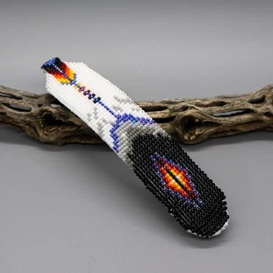 NATIVE AMERICAN BEADWORK-BEADED FEATHER BARRETTE by JOYCE BLACKIE-NAVAJO - Picture 1 of 3