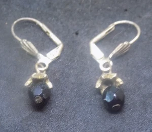 2 Paar Vintage Ohrringe - schwarzer Onyx und klare Kristallsteine - ind. bilder (524) - Bild 1 von 6