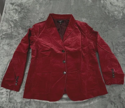 Talbots Blazer Jacket Womens Size 14W Red Corduroy Notch Lapel Single Breasted - Image 1 of 4