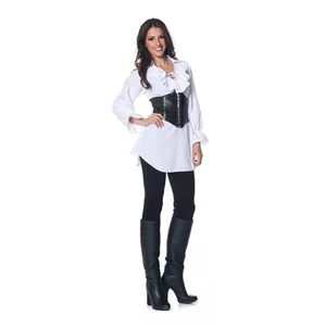 Pirate Adult Costume White Laced-Front Blouse - Picture 1 of 6