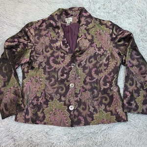 Chaqueta Chico's para mujer 2 blazer cachemira mezcla de seda bolsillos sintéticos abotonados preppy - Imagen 1 de 9