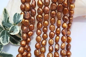 BR394 perlas cultivadas hebra perlas de agua dulce joyería cadena collar 8-9 mm barroco  - Imagen 1 de 1