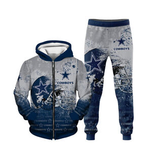 Dallas Cowboys Casual Tracksuit Hoodie Jacket Running Sweatpants Outfits Set