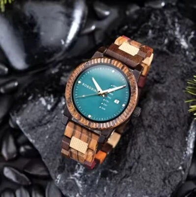 Reloj de cuarzo de madera ecológico para hombre | Ligero | Opción de logotipo personalizado Foto 1 de 4
