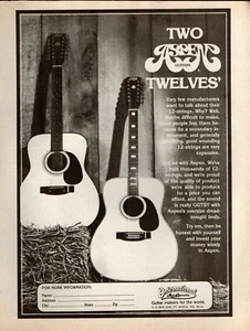 ASPEN 12 CORDE CHITARRA ACUSTICA VINTAGE ANNI 70 STAMPA RIVISTA ANNUNCIO Pinup Page - Foto 1 di 1