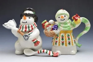 Fitz and Floyd The Flurries Schneemann Zucker Milchkännchen Set EUC - Bild 1 von 4