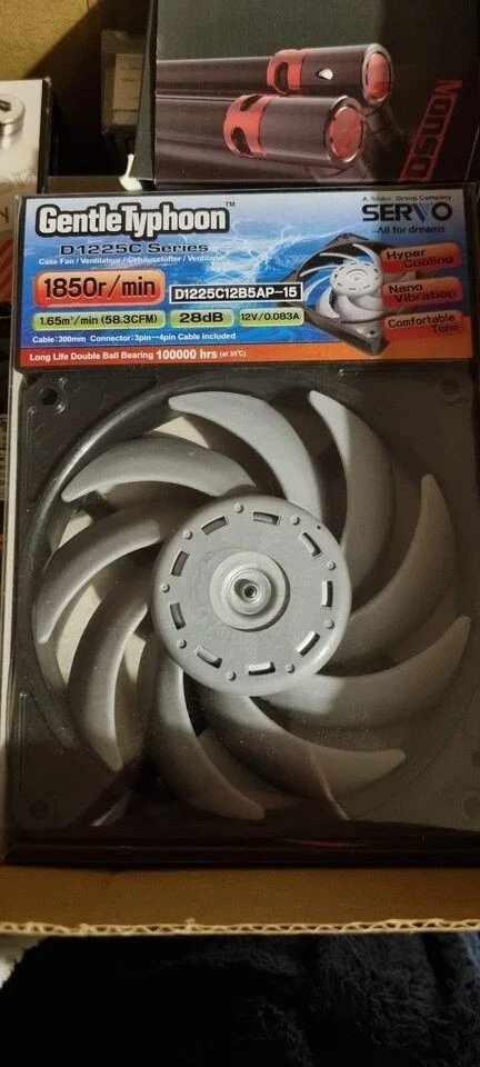 Nidec Servo Gentle Typhoon DC 120mm Fan (D1225C12B5AP-15) 1850r/min 28dB - Image 1 of 1
