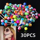 30 X Tongue Bars Surgical Steel Barbell Rings Mixed Ball Bar Piercing Jewellery